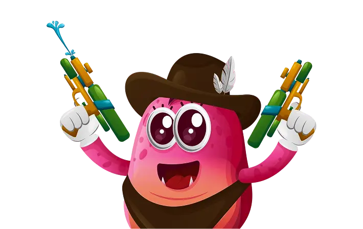 Spin the drum with our cowboy hero in PounamuPlay! Animated cowboy jelly character with toy guns